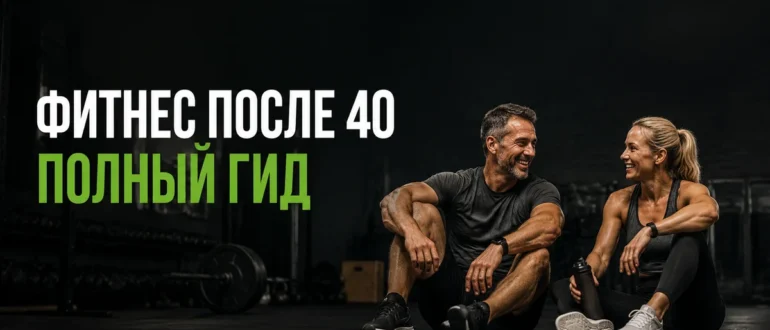 Мужчина и женщина после 40 отдыхают на полу после тренировки в зале